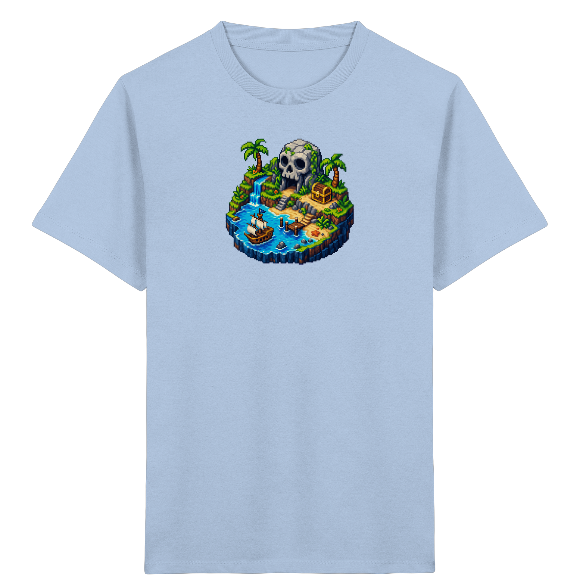 Abenteuerliches Pirateninsel Pixel Art T-Shirt - Kinder Bio T-Shirt