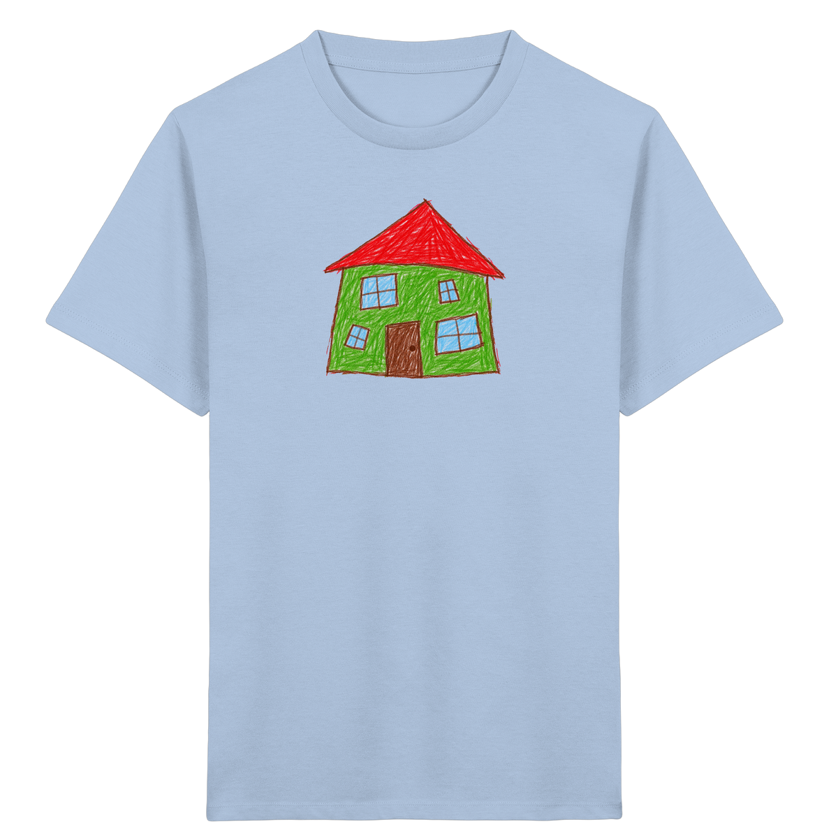 Grünes Haus mit vier Fenstern - Kinder Bio T-Shirt
