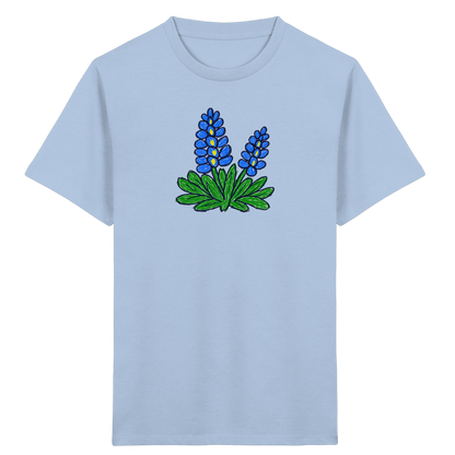 Blaue Kritzel-Lupine für Kinder - Kinder Bio T-Shirt