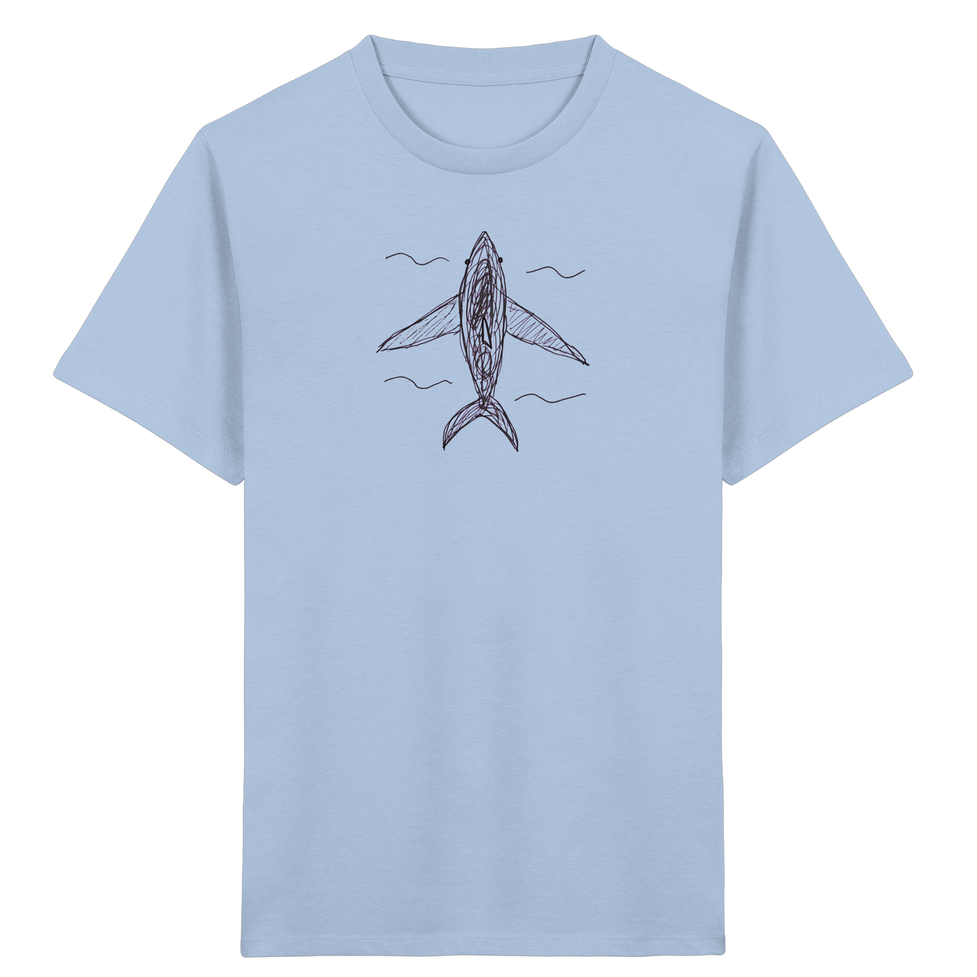 Kinder T-Shirt – Hai von oben gezeichnet