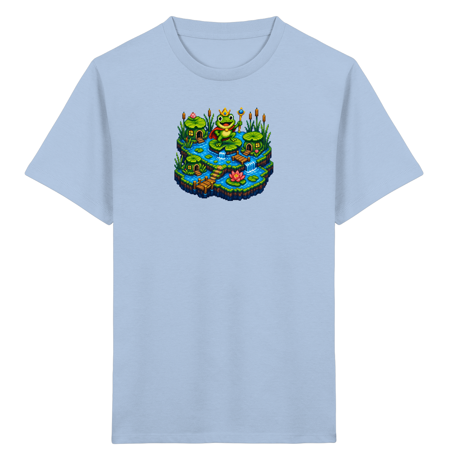 Verspieltes Froschkönig T-Shirt Pixel Art - Kinder Bio T-Shirt