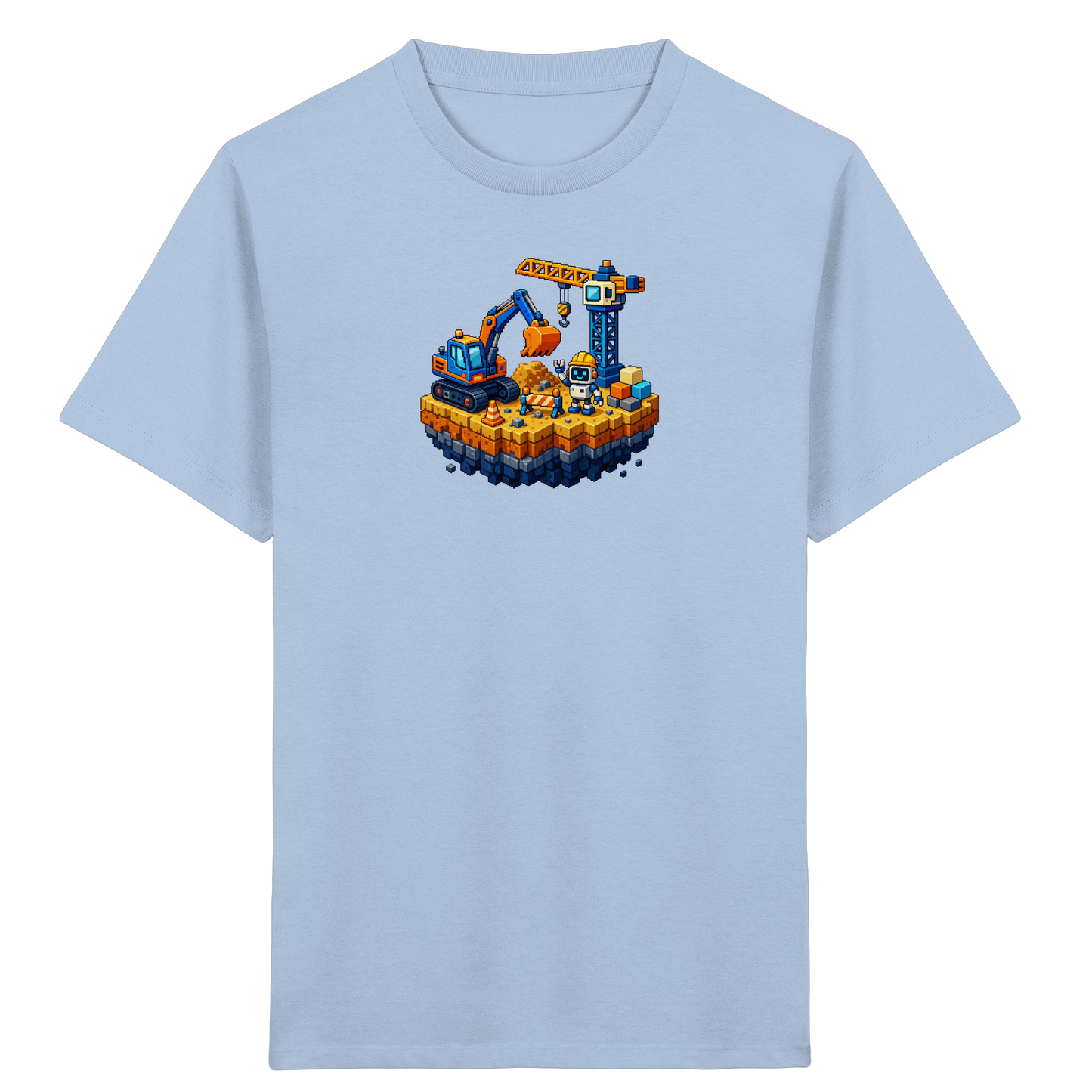 Niedliches Roboter Bagger Pixel T-Shirt - Kinder Bio T-Shirt
