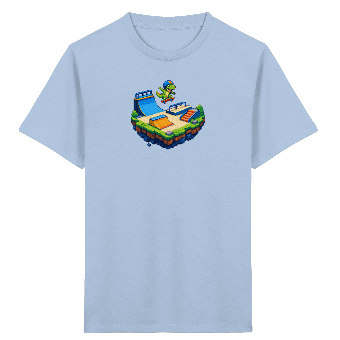 Cooles Skater Dinosaurier Pixel Shirt - Kinder Bio T-Shirt