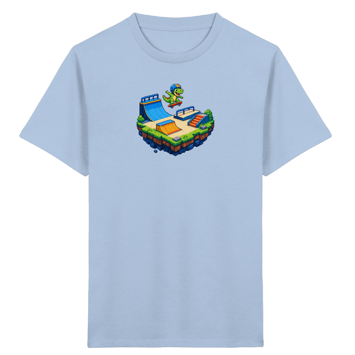 Cooles Skater Dinosaurier Pixel Shirt - Kinder Bio T-Shirt