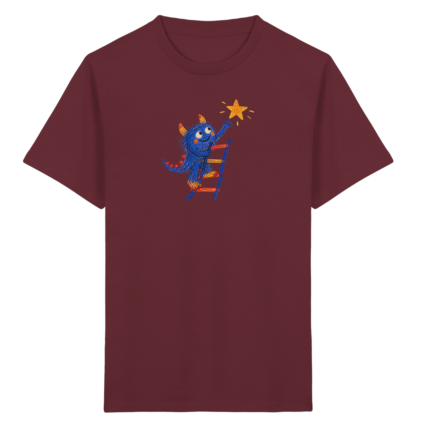 Monster auf der Sternenleiter - Kinder Bio T-Shirt Vorderseite