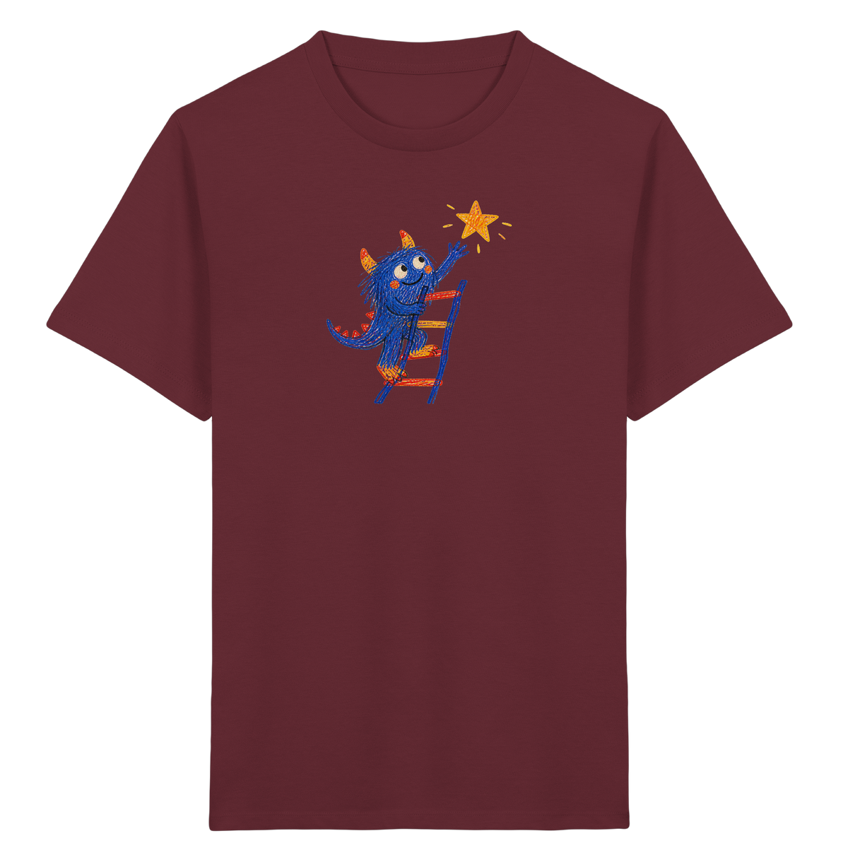 Monster auf der Sternenleiter - Kinder Bio T-Shirt Vorderseite
