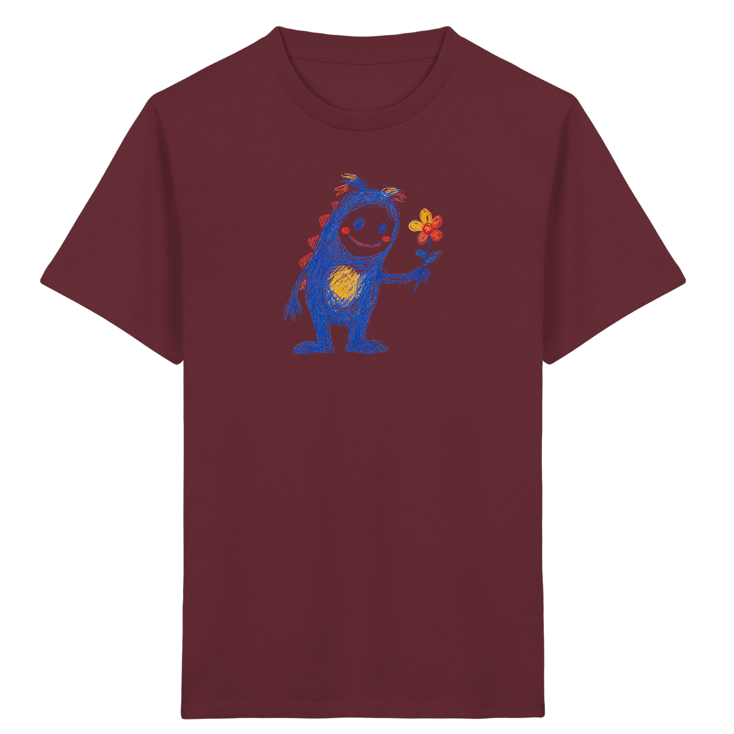 Blumenfreund Monster mit Blume - Kinder Bio T-Shirt Vorderseite