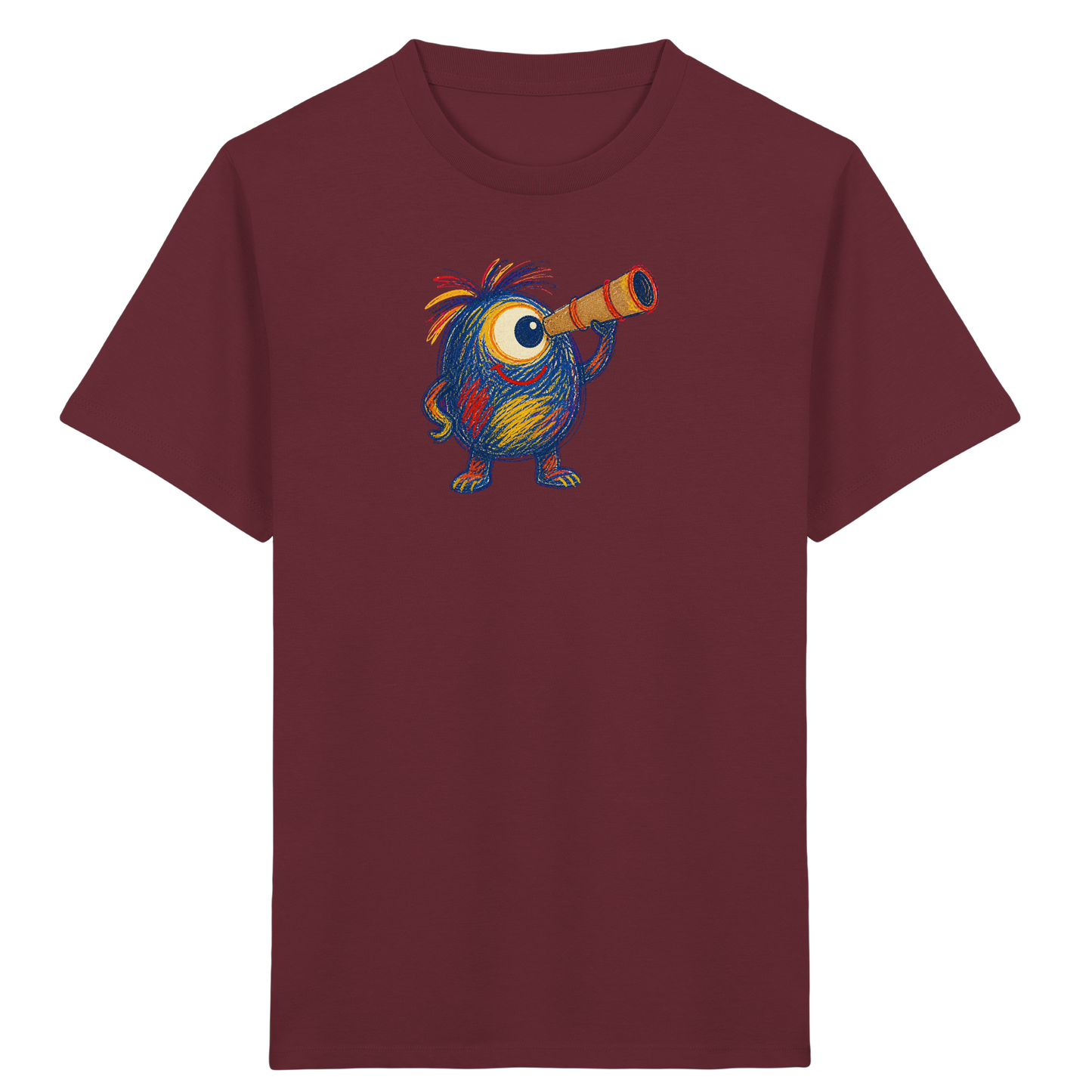 Mondgucker Monster mit Teleskop - Kinder Bio T-Shirt Vorderseite