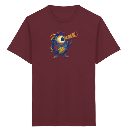 Mondgucker Monster mit Teleskop - Kinder Bio T-Shirt Vorderseite