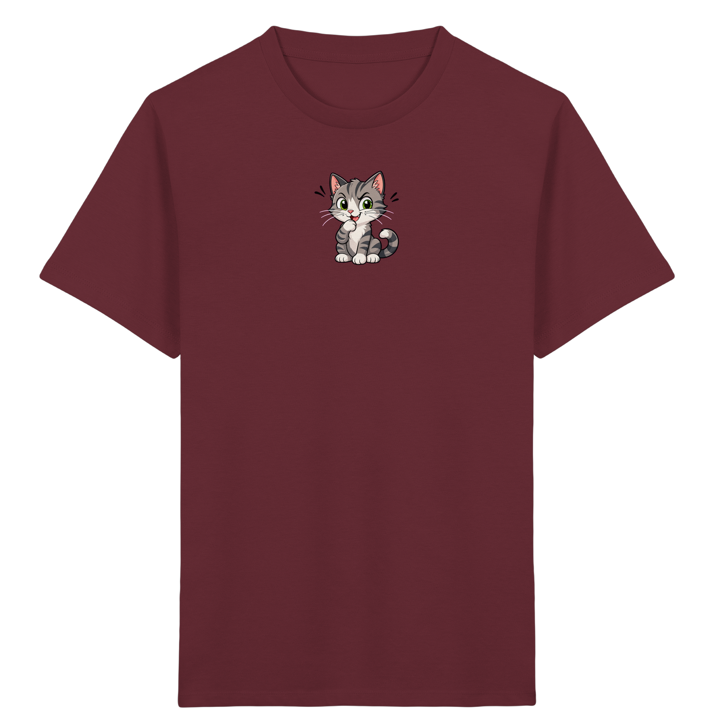 Cartoon Katze T-Shirt: Verspielter Blickfang! - Kinder Bio T-Shirt Vorderseite