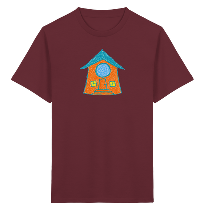 Orangefarbenes Rundfensterhaus für Kinder - Kinder Bio T-Shirt