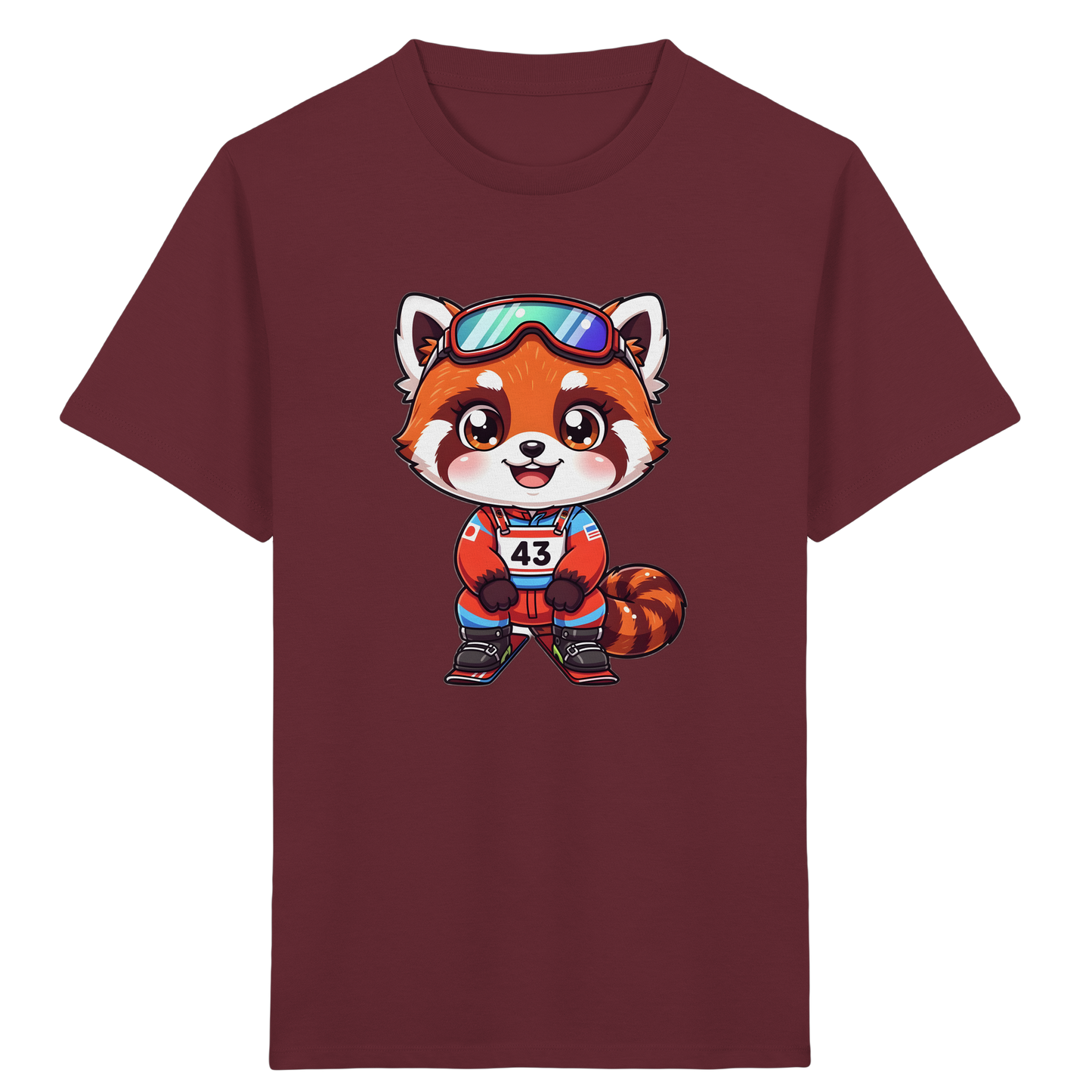 Roter Panda Ski Abenteuer Kinder T-Shirt