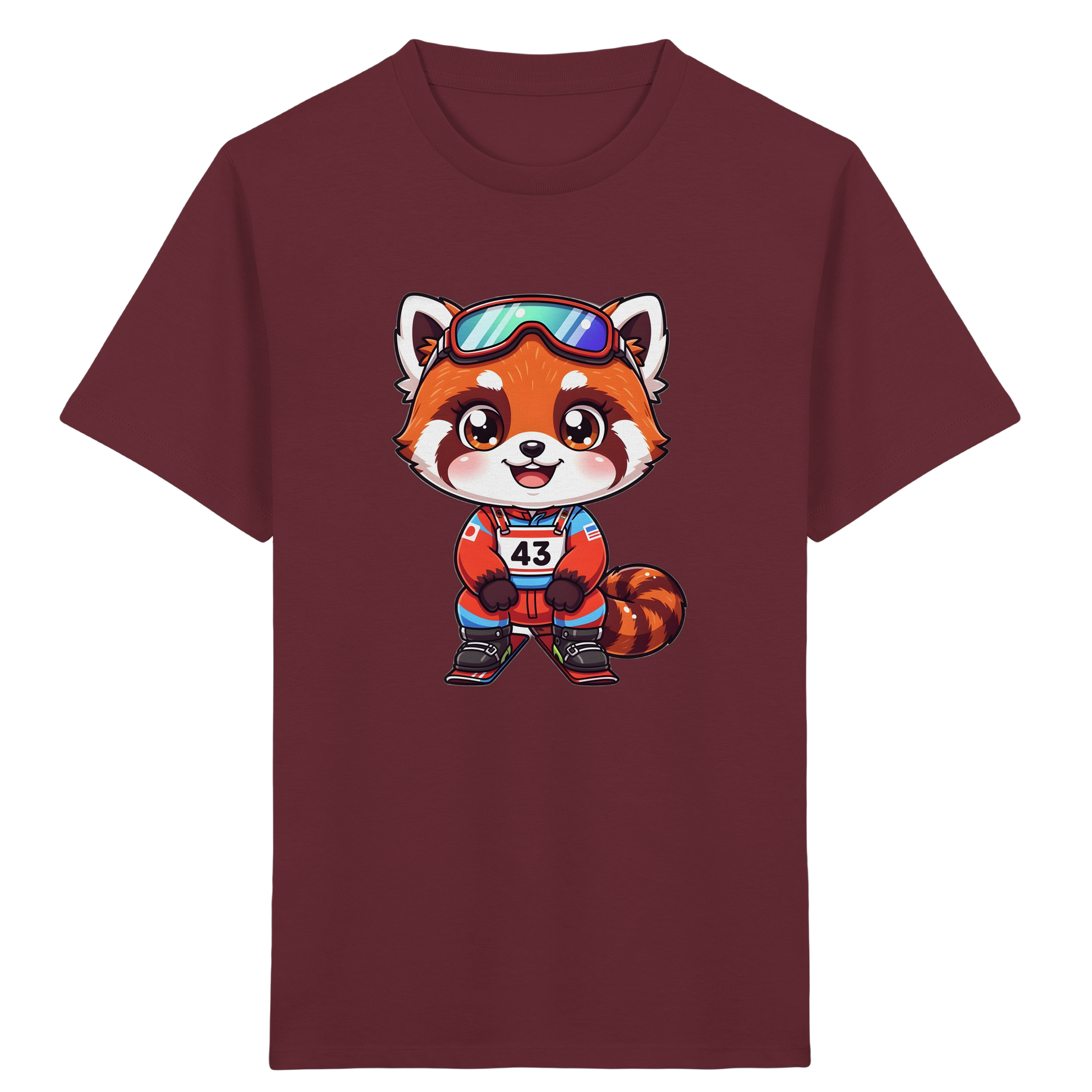 Roter Panda Ski Abenteuer Kinder T-Shirt