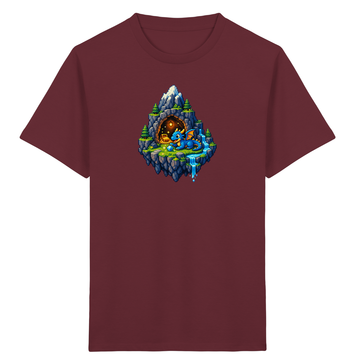Magischer Pixel Drache Schatz Insel - Kinder Bio T-Shirt Vorderseite