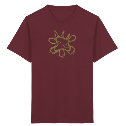 Grasgrünes Linienmonster für Kinder - Kinder Bio T-Shirt Vorderseite