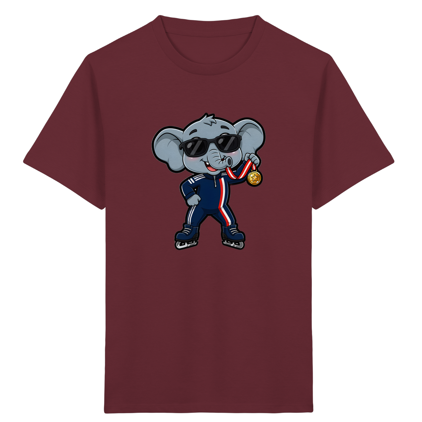 Eislaufender Elefant: Cooles T-Shirt für Kinder - Kinder Bio T-Shirt Vorderseite