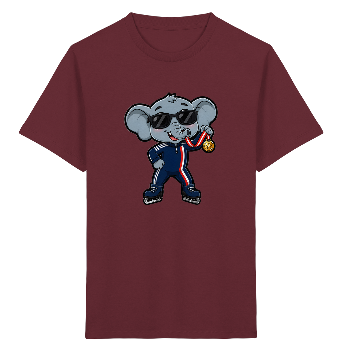 Eislaufender Elefant: Cooles T-Shirt für Kinder - Kinder Bio T-Shirt Vorderseite