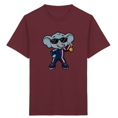Eislaufender Elefant: Cooles T-Shirt für Kinder - Kinder Bio T-Shirt Vorderseite