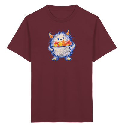 Kleines Monster mit Sternentasche - Kinder Bio T-Shirt Vorderseite