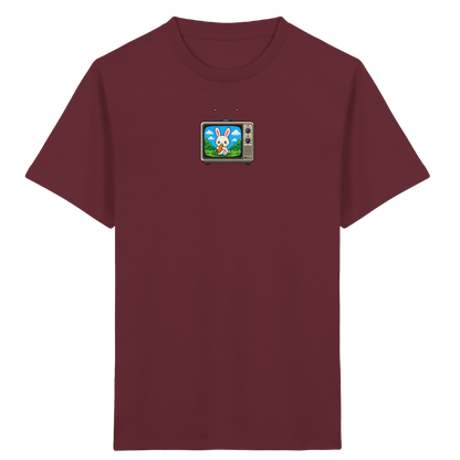 Kinder T-Shirt Pixel-Hase mit Karotte im Retro-TV - Kinder Bio T-Shirt