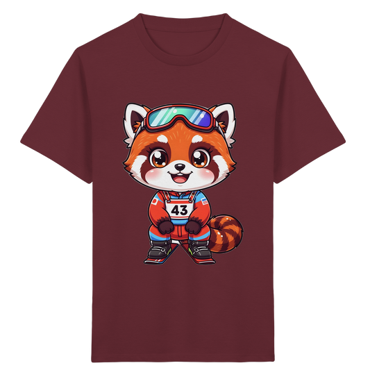 Roter Panda Ski Abenteuer Kinder T-Shirt - Kinder Bio T-Shirt Vorderseite