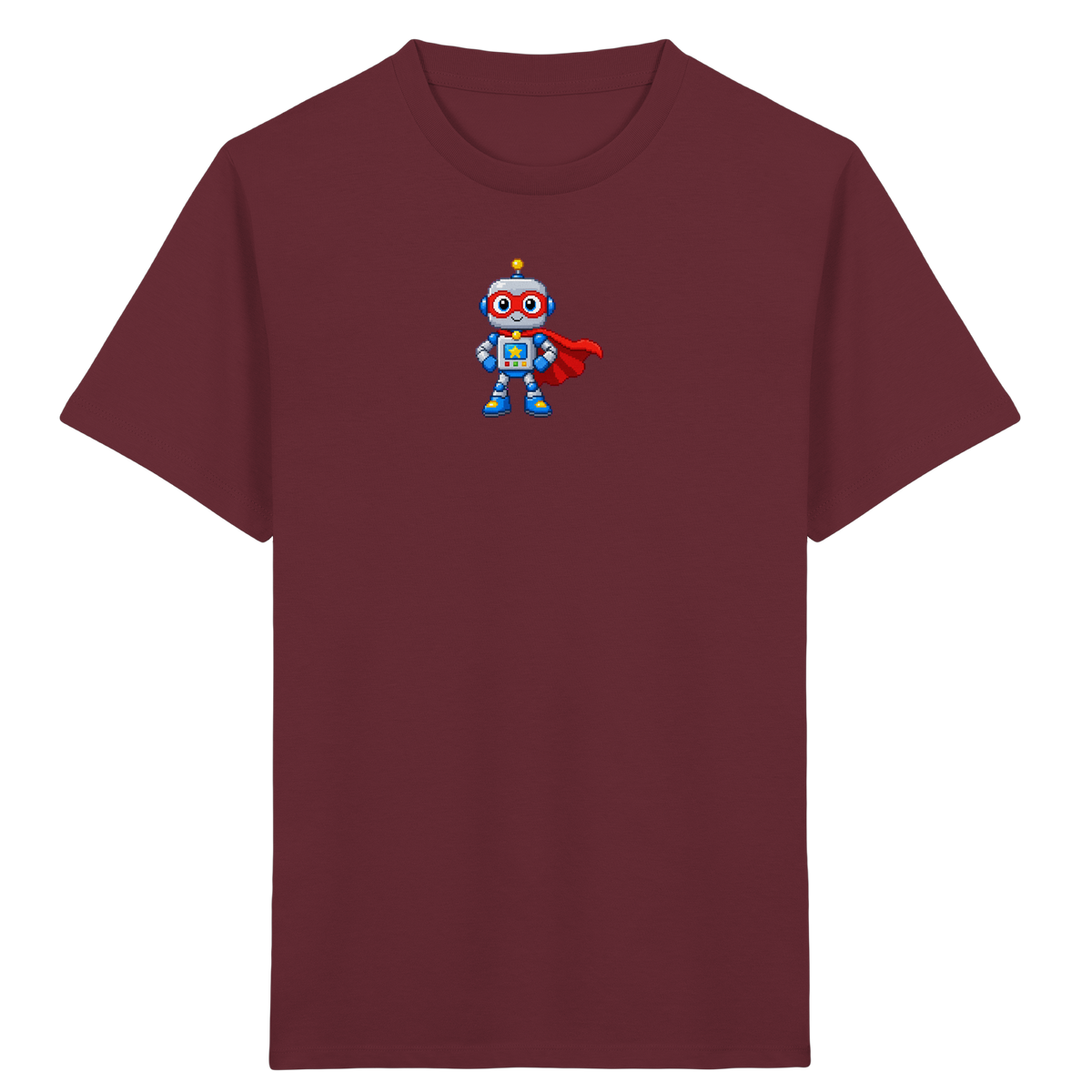 Pixel-Roboter Superhelden-Shirt: Freundliches Design - Kinder Bio T-Shirt