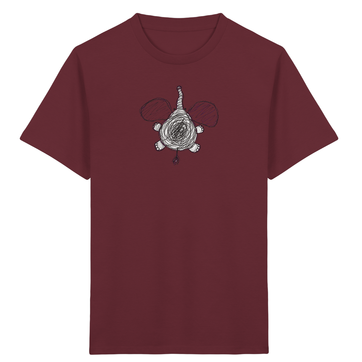 Elefant von oben gezeichnet - Kinder Bio T-Shirt