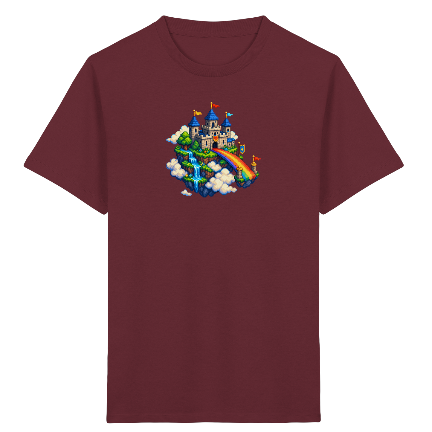 Magische Märchenburg im Pixel Art Design - Kinder Bio T-Shirt Vorderseite