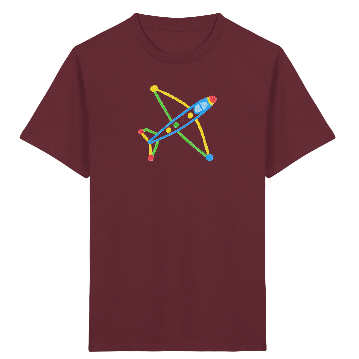 Buntes Flugzeug mit Farbpunkten - Kinder Bio T-Shirt