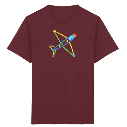 Buntes Flugzeug mit Farbpunkten - Kinder Bio T-Shirt