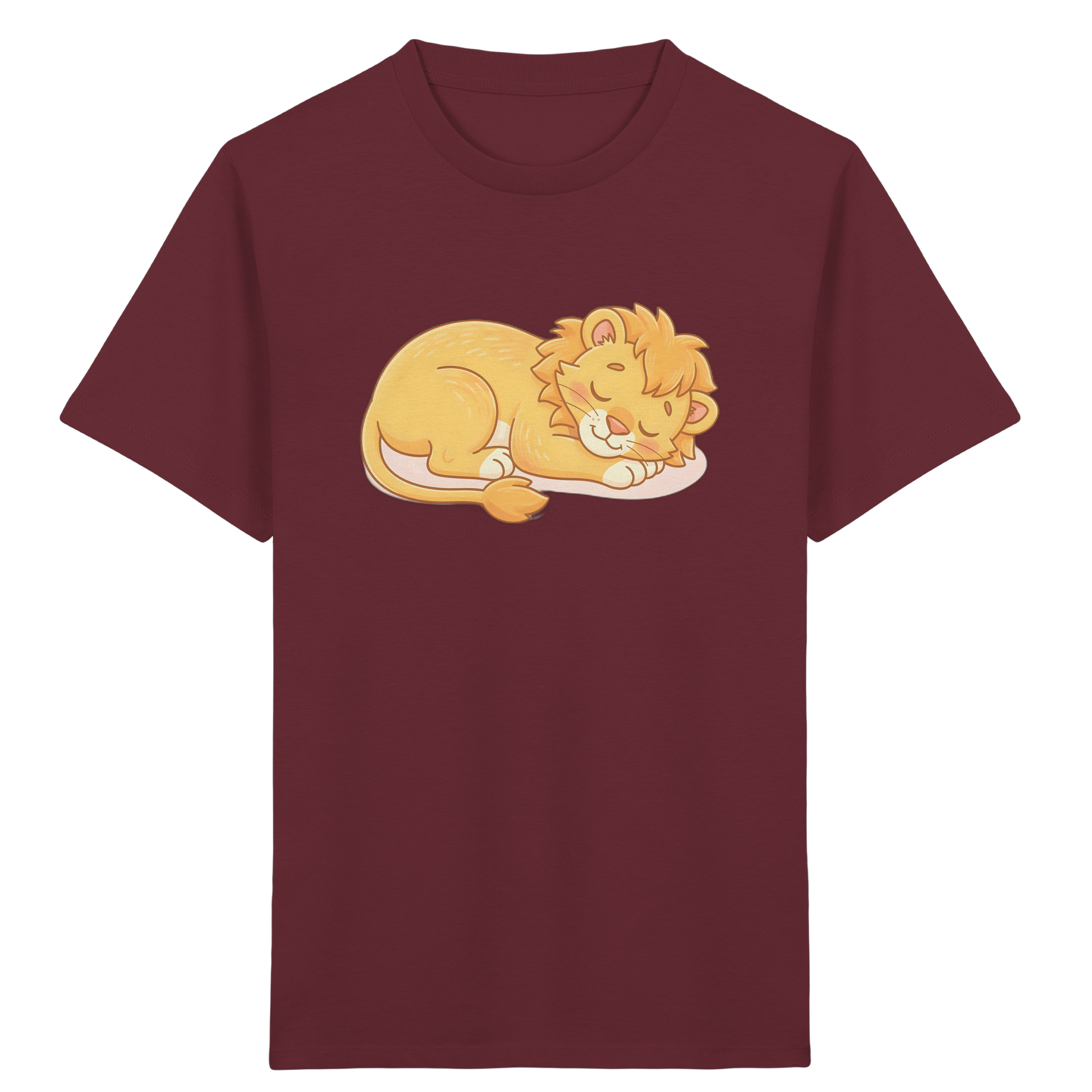 Kinder T-Shirt Schlafender Loewe - Burgundy