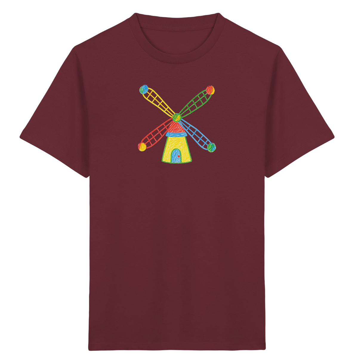Bunte Windmühle mit Farbpunkten - Kinder Bio T-Shirt