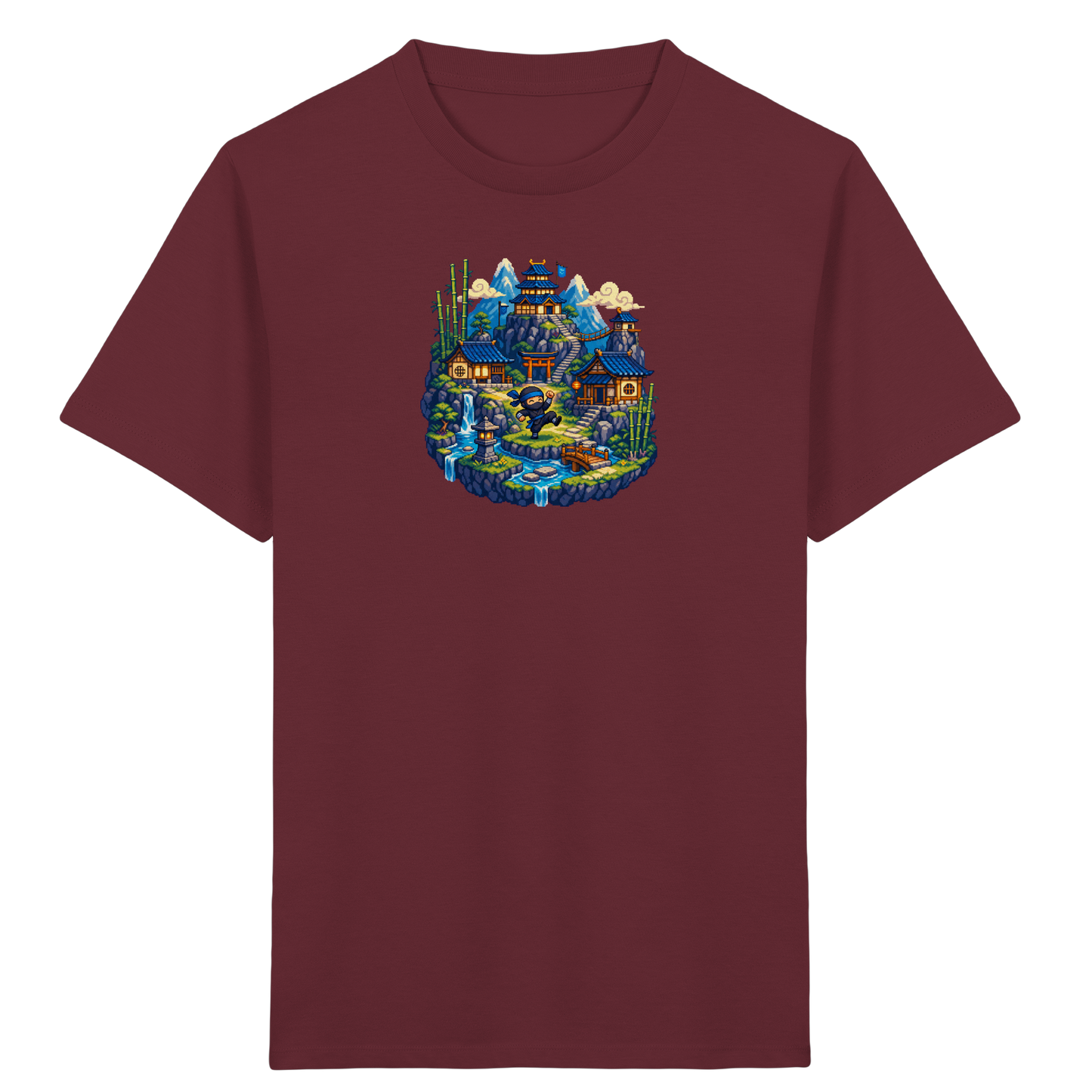 Cooles Ninja Pixel Art T-Shirt - Kinder Bio T-Shirt Vorderseite