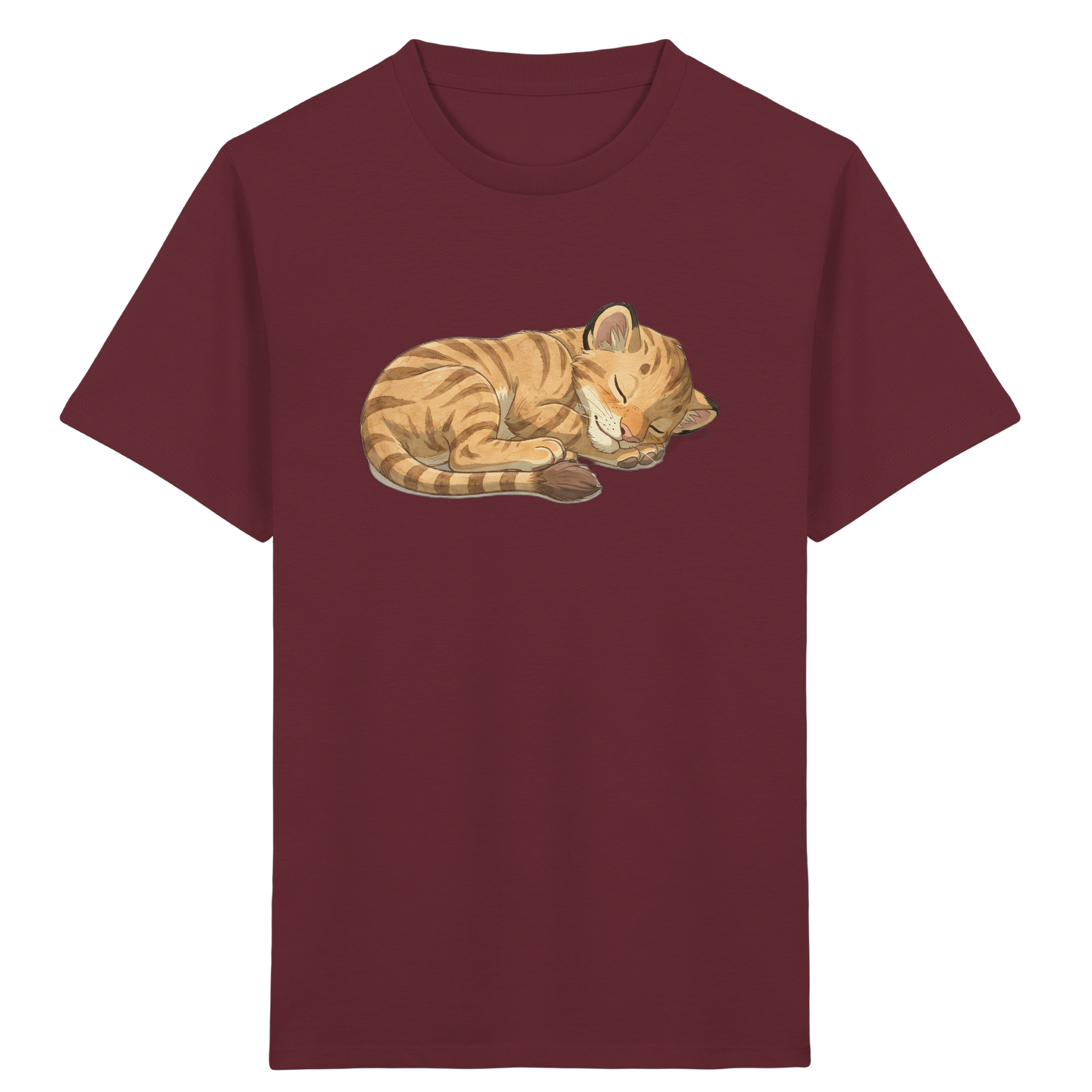 Schlafende Katze: Kuscheliges T-Shirt für Kinder - Kinder Bio T-Shirt Vorderseite