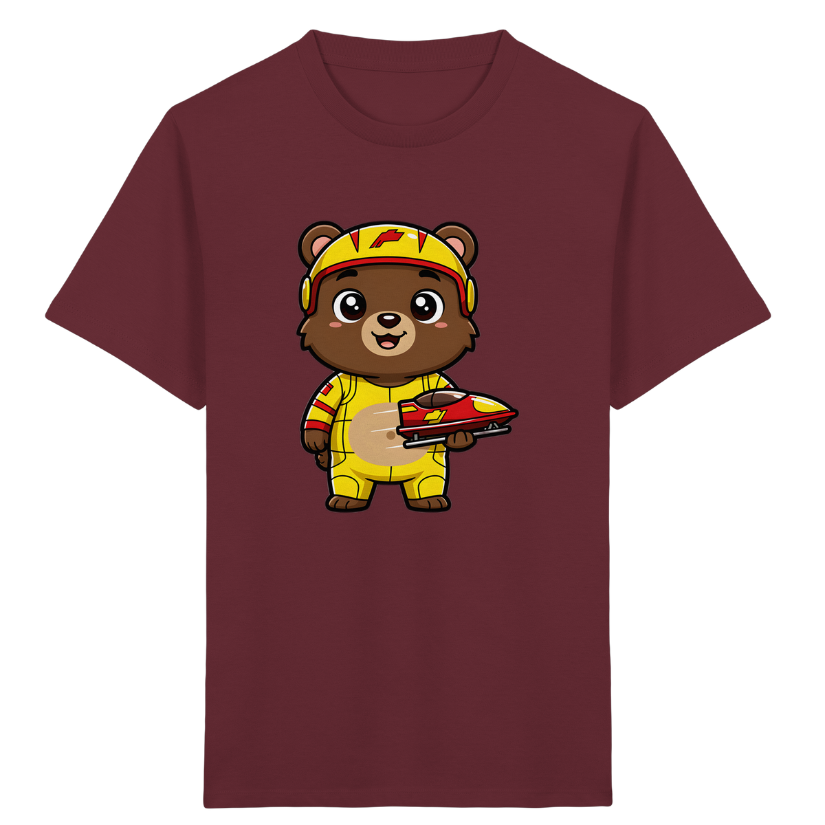 Bären-Rennfahrer T-Shirt: Abenteuer pur! - Kinder Bio T-Shirt Vorderseite