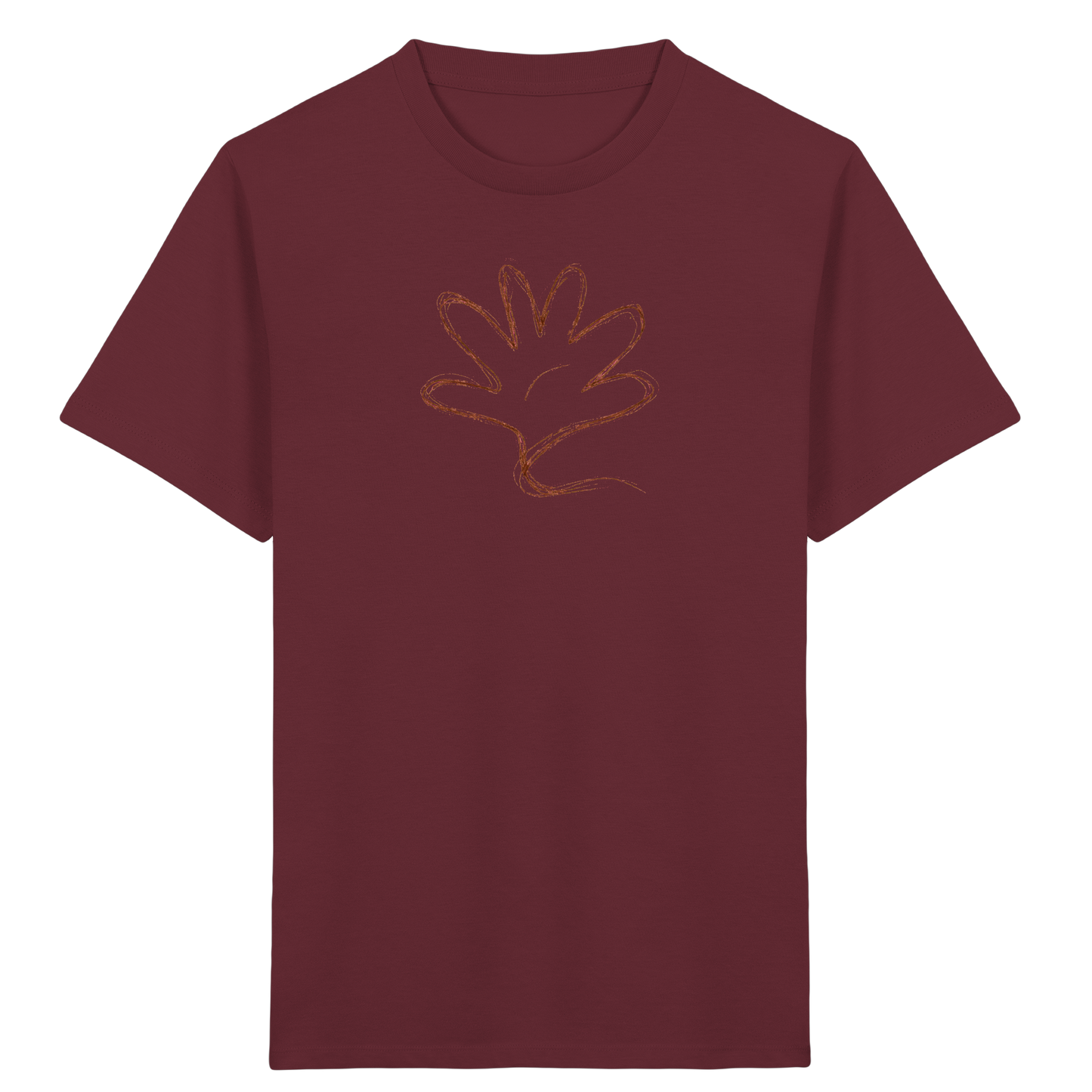Kakaobraune Schlingenhand Kinder Shirt - Kinder Bio T-Shirt Vorderseite