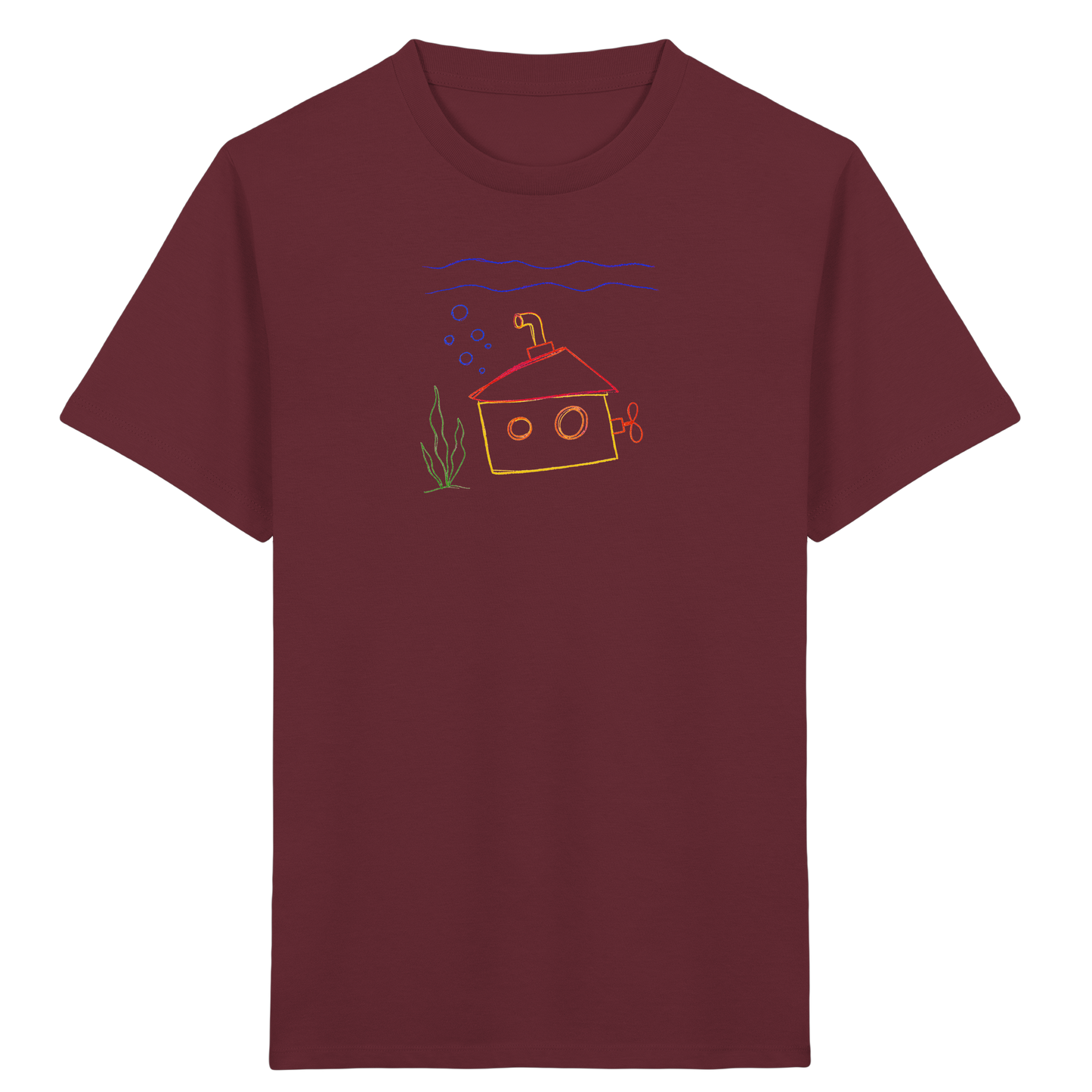 Fröhliches U-Boot Kinder T-Shirt - Kinder Bio T-Shirt Vorderseite