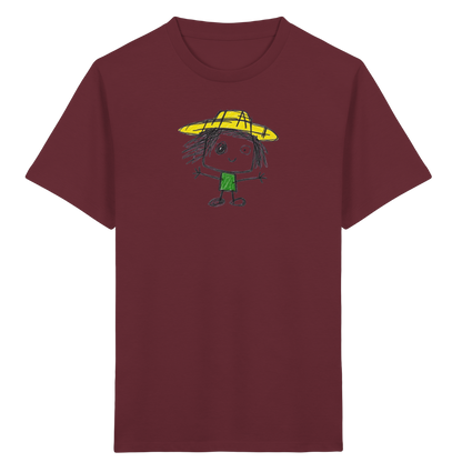 Kritzelkopf mit gelbem Strohhut - Kinder Bio T-Shirt