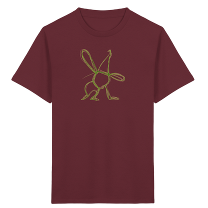Moosgrüner Wackelhase mit Schultüte - Kinder Bio T-Shirt Vorderseite
