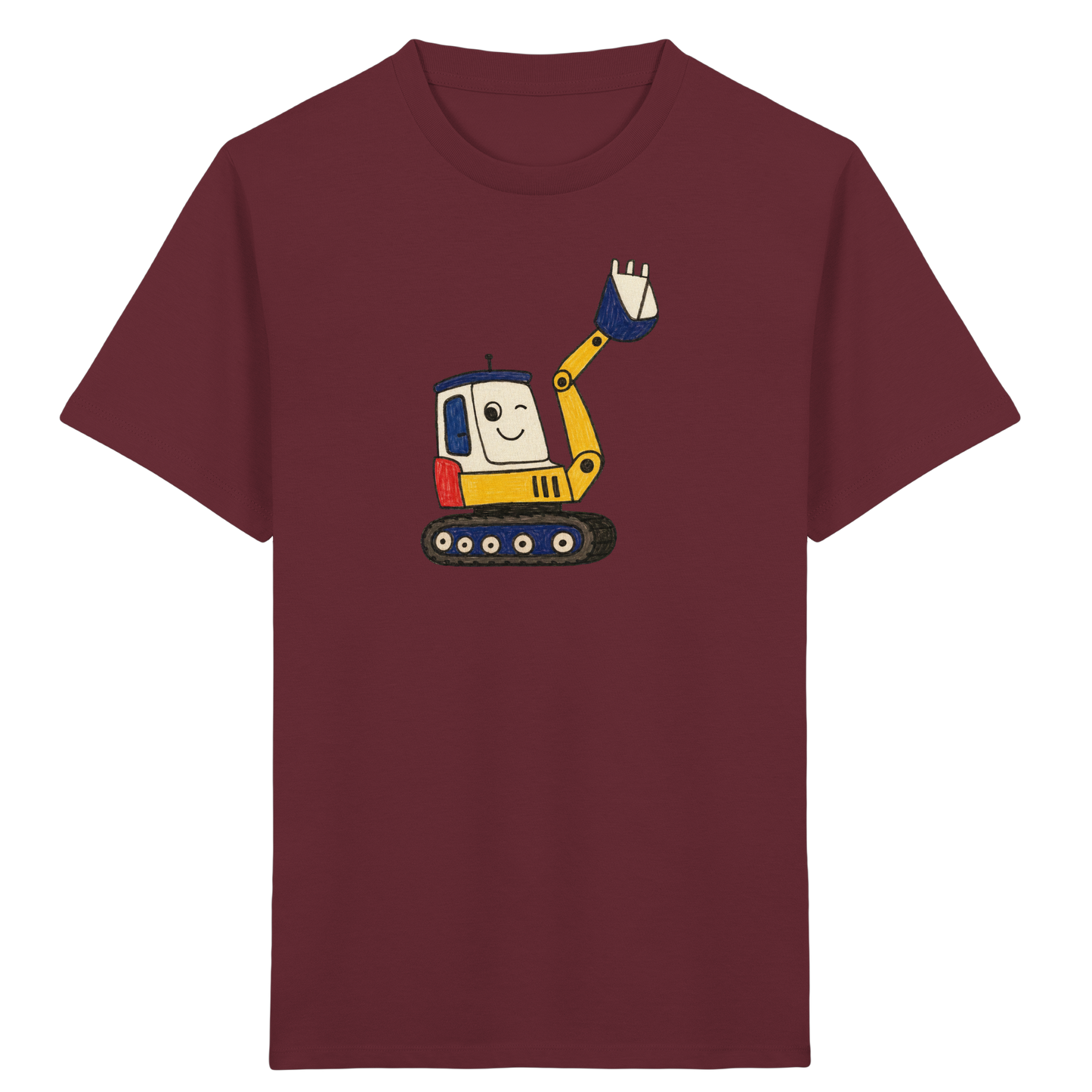Fröhliches Bagger T-Shirt für Kinder - Kinder Bio T-Shirt Vorderseite