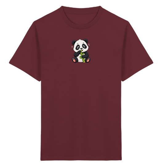 Niedlicher Panda isst Bambus T-Shirt - Kinder Bio T-Shirt Vorderseite