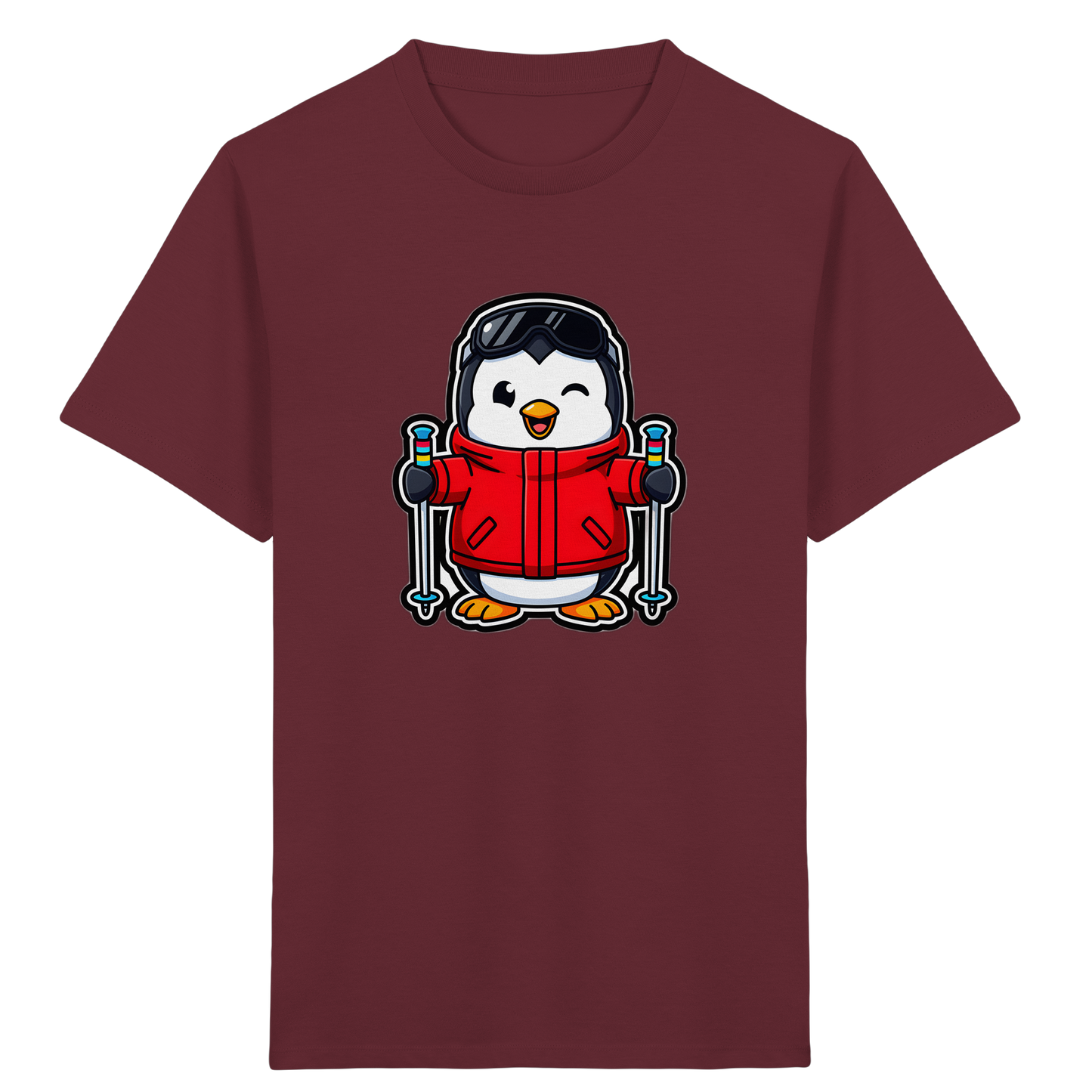 Fröhlicher Pinguin Ski Abenteuer Shirt - Kinder Bio T-Shirt Vorderseite