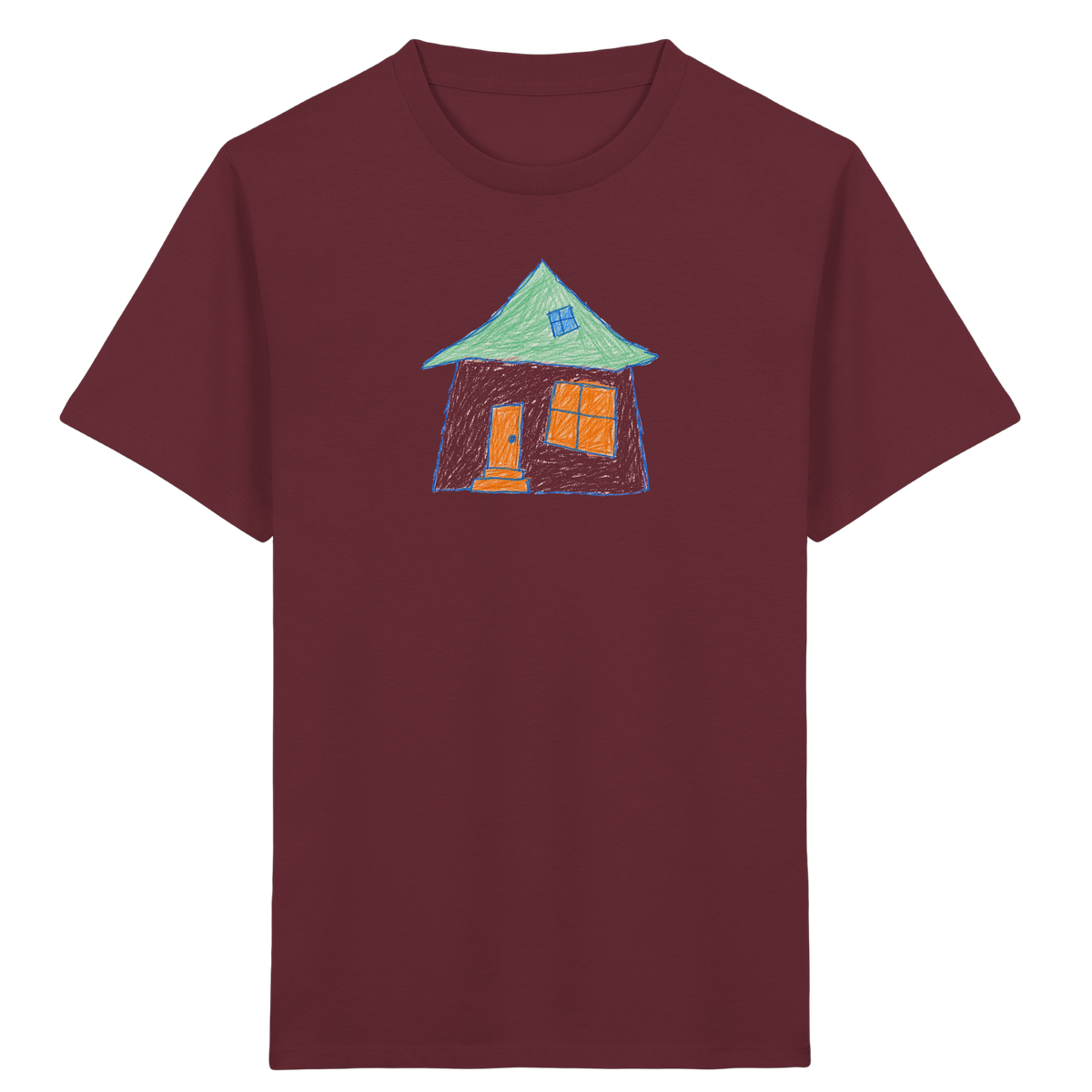 Rosa Haus mit Dachfenster - Kinder Bio T-Shirt