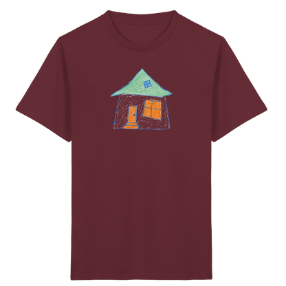 Rosa Haus mit Dachfenster - Kinder Bio T-Shirt