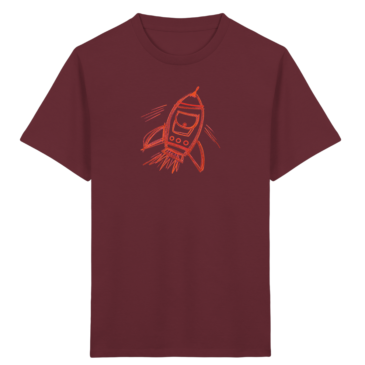 Kupferne Schulrakete mit Ranzenfenster - Kinder Bio T-Shirt Vorderseite