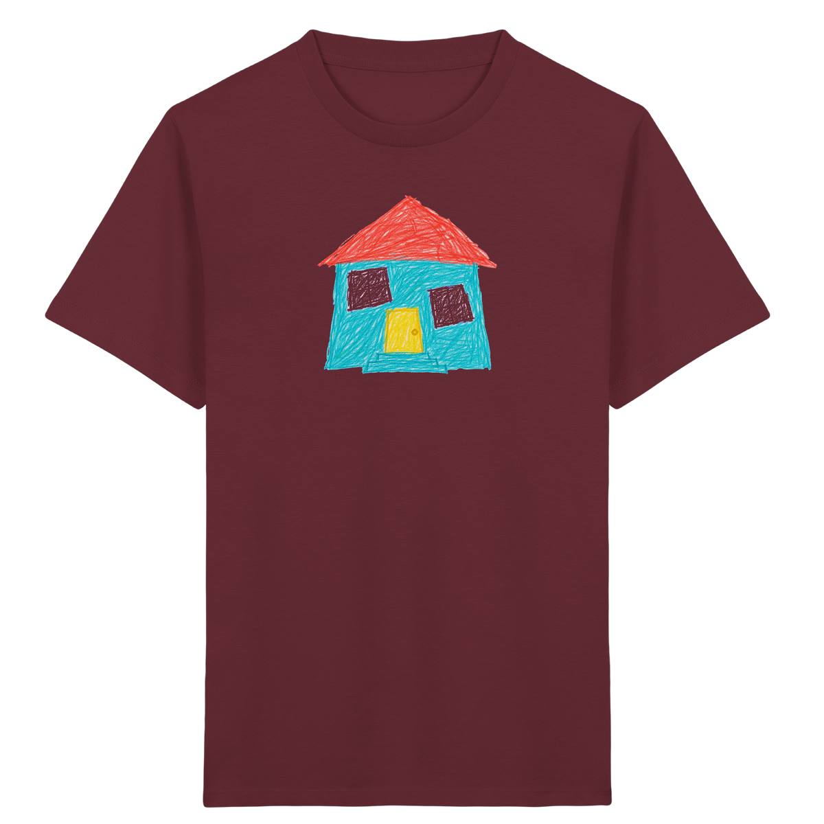 Türkises Haus mit Zwillingsfenstern - Kinder Bio T-Shirt