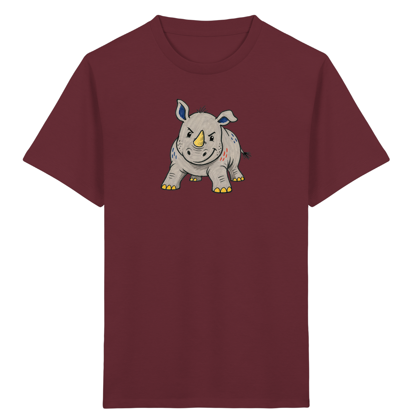 Cooles Nashorn T-Shirt fuer Wildfaenge - Kinder Bio T-Shirt Vorderseite