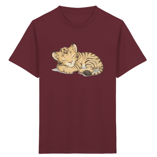 Schlafendes Tigerjunges: Kuscheliges Aquarell T-Shirt - Kinder Bio T-Shirt Vorderseite