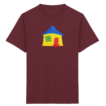 Gelbblaues Haus Kinderzeichnung - Kinder Bio T-Shirt