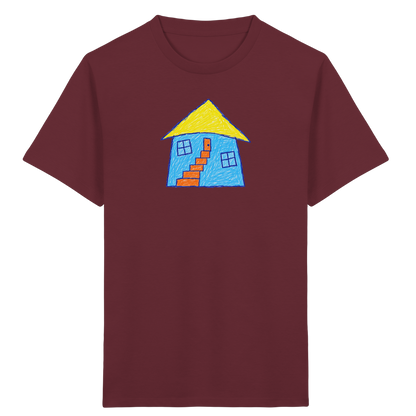 Blaues Treppenhaus Kinderzeichnung - Kinder Bio T-Shirt
